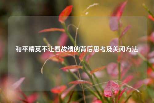 和平精英不让看战绩的背后思考及关闭