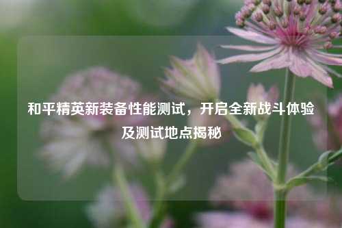 和平精英新装备性能测试，开启全新战斗体验及测试地点揭秘