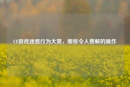 CF游戏迷惑行为大赏,那些令人费解的操作