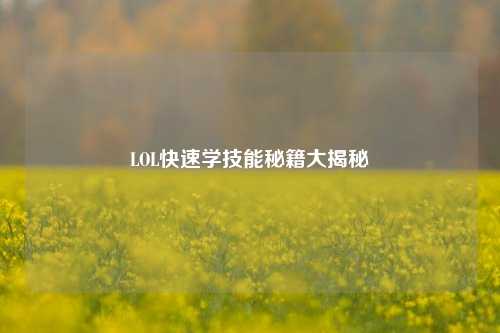 LOL快速学技能秘籍大揭秘